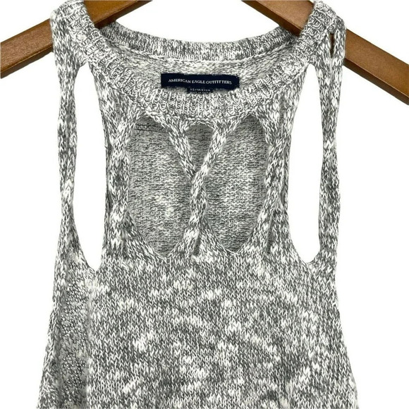 American Eagle Outfitters Tank Top Womens XS Gray Heather Knit Halter Crisscross - Picture 2 of 8